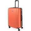 ITACA - Valigia Grande Rigida Viaggio Rigide. Trolley Grande con 4 RuoteDoppie Girevoli. Materiale ABS Valigia Rigida Grande Resistente e Leggero TSA, Corallo-Antracite