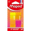 MAPED Neon - Set di 2 gomme cancellabili ad alta precisione, cancellate pulite e morbide, senza macchie, materiale scolastico di qualità per bambini e adulti, design ergonomico e colori vivaci