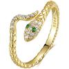 Qings Anello Serpente Oro Donna Regolabile Anelli Serpente Argento 925 Vintage Snake Ring Aperto Dito Anello con Zirconi per Donna Ragazze Uomo