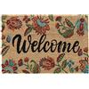 Relaxdays Zerbino in Fibre di Cocco, Scritta Welcome, 60x40 cm, Fiori Colorati, Antiscivolo, Indoor&Outdoor, Multicolore