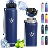 Vikastar Vikaster Borraccia Termica, 1 Litro Senza BPA, Thermos per Bevande Calde, Senza Perdite, Bottiglia Termica, Acciaio Inox, Borraccia Termica con Cannuccia per Adulto, Scuola, Palestra, Ciclismo
