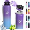 Vikastar Vikaster Borraccia Termica, 1 Litro Senza BPA, Thermos per Bevande Calde, Senza Perdite, Bottiglia Termica, Acciaio Inox, Borraccia Termica con Cannuccia per Adulto, Scuola, Palestra, Ciclismo