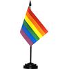 Anley Rainbow Gay Pride Deluxe Set di bandiere da tavolo - Bandiera da tavolo LGBTQ in miniatura 6 x 4 pollici con asta solida da 12 - Colori vivaci e resistenti allo sbiadimento