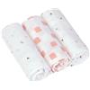 LÄSSIG Panno per ruttini per neonati in mussola set di 3 pezzi in cotone 85 x 85 cm/Swaddle & Burp Blanket L Happy Fruits peach