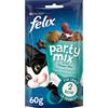 Felix Purina Felix Party Mix Snack Gatto Ocean Mix al Gusto di Salmone, Merluzzo e Trota - 8 confezioni da 60 g Ciascuna