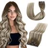 Vivien 45cm Clip Extension Capelli Veri Umani Biondo Platino Balayage Marrone Chiaro Extension Capelli Clip in Capelli Umani Ombre Extension Capelli Clip Veri 80g 5PCS #8/60/8