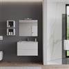 DEGHI Mobile bagno sospeso 80 cm bianco opaco con lavabo e specchio - Agave Plus
