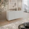DEGHI Madia 165x75h cm bianco cannettato obliquo con piedi oro e 3 ante - Emerald
