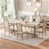 Ckaff Set di 6 Sedie Sala da Pranzo, Sedia Imbottita Sedia Cucina Legno, Sedie da Soggiorno con Schienale Quadrato per Sala da Pranzo Cucina Soggiorno Giardino, Beige