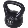 HOMCOM Kettlebell 10kg per Sport e Fitness con Base Piatta e Impugnatura, Kettlebell Pesi in Plastica e Sabbia, 25x19x28 cm, Nero