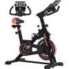 HOMCOM Cyclette da Casa, Fitness Cyclette da Camera Professionale con Manubrio e Sella Regolabile, Vassoio Portaoggetti, Monitor LCD, Portabottiglie, Volano 8kg e Ruote, Rosso