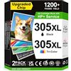 ECOINKO Cartuccia 305XL BK/CMY - 750/450+ Pagine, Sostituzione di Originali Cartucce HP 305 Nero e Colore, Inchiostro Stampante 305 XL per HP Deskjet 2700 2800e 2810e 2820e 2710e 2720e 2700e 4220e