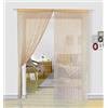 HSYLYM, tenda con frange in perline, da usare come divisore o come decorazione per la casa, Poliestere, Beige, 90x200cm