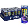 Monster Energy LH44 Lewis Hamilton- 24 Lattine da 500 ml, Energy Drink Zero Zuccheri con Caffeina, L-carnitina, Bevanda Energetica dal Gusto Morbido di Pesca, Vegan