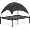 Wiltec Brandina per cani e gatti con tettoia nera, cuccia per cani max 15kg, lettino da esterno per animali con tettuccio parasole, 60x45x16cm