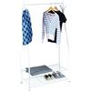Relaxdays Stand porta abiti SANDRA in metallo 2 ripiani barra appendiabiti, HxLxP 162 x 90 x 40 cm, bianco-grigio