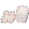 BABY DISTRIBUTION Set 2pz cappello cappellino scarpine lana La Rocca bimbo neonato ricamato bianco rosa TU