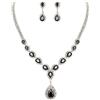 Clearine Parure Gioielli Matrimonio Sposa Cristallo Zircone Goccia Infinito Disegno Y-Collana Orecchini Pendenti Set Nero