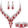 Clearine Donna matrimonio sposa austriaco cristallo Teardrop fiore cluster collana orecchini e bracciale set di gioielli per ballo