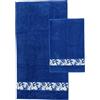 BASSETTI - Set Asciugamano Viso 60x110 + Ospite cm 40x60 in puro cotone idrofilo (TROPICALE BLU)