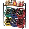 Lifewit Porta per Bottiglie, 32x104x117,3 cm Scaffale per Bottiglie in Metallo per la Cucina,Mobile da Cucina per Bevande Birra Caffè Bustine di Succo di Frutta Latte, Portata 340 kg, Marrone Rustico