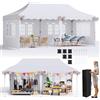 LIFERUN Gazebo 3x6, Tendone 3x6 Pieghevole Impermeabile, Protezione UV50+, Altezza regolabile 290-300-310 cm, con 6 Sacchi di Sabbia e 4 Tende Laterali Rimovibili, Gazebo Pop Up per Festival Matrimonio Bianca