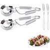 YJFY 2 pezzi Pinza per Lumache Antiscivolo Frutti Mare Pinza Pinza er Insalata in Acciaio Inossidabile+2 pezzi Forchette Da Frutta per frutti di mare insalata utensili da cucina per la casa e il ristorante