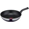 Tefal D52619 Resist - Padella wok antiaderente in titanio, indicatore di temperatura del segnale termico, non adatta a induzione, facile da pulire, tecnologia Flame Protect, colore nero, 28 cm