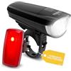 DANSI Set di luci LED per bicicletta con 30/15 Lux - Illuminazione per bicicletta a batteria con durata fino a 13 ore - Lampada da bicicletta omologata StVZO senza attrezzi montabile e resistente agli