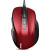 TECKNET PRO Mouse con Filo, 6400 DPI Mouse Ottico Cablato, 6 Pulsanti, Cavo USB 1.5M, Plug and Play, Mouse Ergonomico con Filo per PC, Computer, Laptop, Mac Laptop - Rosso