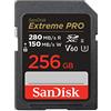 SanDisk Extreme PRO 256GB scheda SDXC, SD Card, V60, UHS-II, fino a 280 MB/s, 6K, 4K UHD, V60, UHS-II, Class 10, U3, software di recupero file RescuePro Deluxe