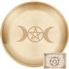CREATCABIN Piatto da Altare con Pentagramma, Piatto con Tarocchi Lunari, Portacandele Che Brucia Rituale Ciotole Che Offrono Incenso Vassoio per Aromaterapia Piatto da Cerimonia con Carta 14.1x14.1cm