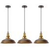 iDEGU 3 Pezzi Lampadario a Sospensione Vintage Industriale 27cm Lampada da Soffitto in Metallo E27 Retro Lampada a Sospensione per Cucina Soggiorno Sala da Pranzo (Bronzo)