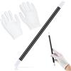 BBTO 9,6 Pollici Bacchetta Magica Lunga Bastone d'Incantesimi di Plastica in Bianco e Nero Bacchetta con Guanti Bianchi per Festa Mago Strega Costume Accessori per Travestimenti Gioco Compleanno