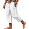 CheChury Pantaloni Lino Uomo Pantaloni 3/4 Estivi Casual Pantaloni Estivi Leggeri Uomo Pantaloni Spiaggia Larghi Traspirante Vacanza Pantaloni Uomo Eleganti Yoga Pantalone con Coulisse e Tasche