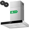 TopStrong Cappa Aspirante 60 cm, A+++ Cappa Cucina 450m³/h Acciaio Inossidabile, Touch Screen a 3 Velocità Inclusa Booster Con LED, Sistema di Ricircolo e Canalizzazione con Filtri Carbone