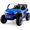 COSTWAY 12V Auto Elettrico per Bambini, Macchina Fuoristrada a 2 Posti, Macchina Elettrica con Luci Suoni, Regalo per Bambini 3-8 Anni, 118x74x71 cm (Blu)