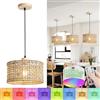 KZT Lampada a sospensione in bambù con batteria e telecomando, a batteria, in rattan, con lampadine ricaricabili RGB da 10.000 mAh, per cucina, nessun cablaggio richiesto