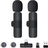 WoskjXas Mini Microfono Wireless per iPhone/Android, Microfoni Lavalier Wireless Microfoni Mini con Riduzione del Rumore per Registrazione Video, Streaming, Tiktok, YouTube, Vlog [2 mics]