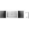 Apell Lavello da Incasso 2 Vasche Flat Semifilo 79 x 50 cm Acciaio Inox con Tagliere in Vetro Nero e Miscelatore Telescopico APL1260CR Serie Eleganza Apell RE791IKITB