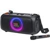 JBL PartyBox On-the-Go Essential Speaker Portatile Wireless per Feste, con Luci Integrate e Bassi Profondi, Protezione Splashproof IPX4, Microfono Wireless, Tracolla per Trasporto, Nero"