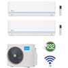 Midea Nuova Versione GARANZIA ITALIA Condizionatore Climatizzatore Dual Split Midea Evolution 9000 + 12000 M2OH-14HFN8-Q Wifi Integrat