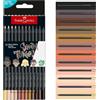Faber-Castell 116414 Black Edition Set di 12 Matite Colorate Skin Tones, Resistenti alla Rottura e Impugnatura Ergonomica, Valigetta Colori per Colorare su Carta Chiara e Scura