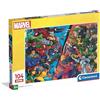 Clementoni - Puzzle per Bambini 104 Pezzi Supercolor, per Bambini 6+ Anni, Illustrazione con Supereroi e Villains Marvel, Idea Regalo, Made in Italy, 48,5x33,5 cm, 25059