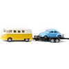 Siku 2567, VW T1 Samba con Rimorchio da Trasporto e VW Maggiolino, 1:50, Metallo/Plastica, Multicolore, Piano di Carico Inclinabile