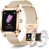 HXQHSTBG Smartwatch donna sottile (Risposta/Fai chiamate), HD 1.59'' Fitness Tracker con monitoraggio della frequenza cardiaca/ossigeno nel sangue/sonno, Smart watch impermeabile con 3 cinturini (oro rosa)