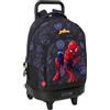 safta Spiderman Attack - Zaino grande con ruote, compatto, rimovibile, ideale per bambini di diverse età, comodo e versatile, qualità e resistenza, 33 x 22 x 45 cm, Nero, M, Casual