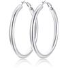 FindChic Orecchini Cerchio Donna in Acciaio Inossidabile Orecchini Donna Acciaio Chirurgico Cerchio Grande 60mm Colore Argento Regalo Confezione