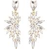 Clearine Orecchini da sposa in cristallo a goccia marquise cluster Bling donna, Cristallo Lega di acciaio