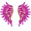 EVER FAITH Orecchini a perno con ali d'angelo, orecchini con cristalli di strass marcati con d'angelo per Donne Ragazze Fucsia